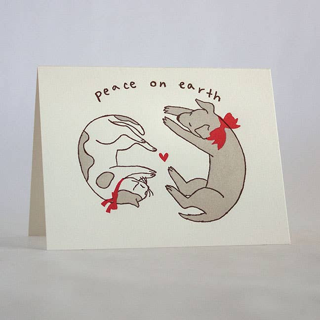 Peace Cat and Dog Card