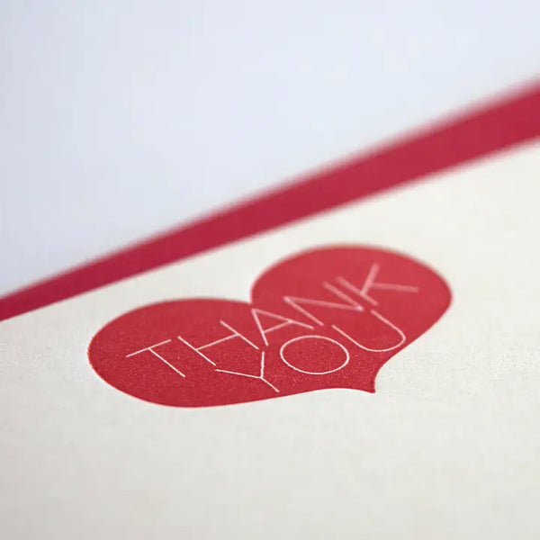 Fugu Fugu Letterpress Greeting Card heart thank you notecard Boston Gift Shop Sowa Gift Store Independent Boutique