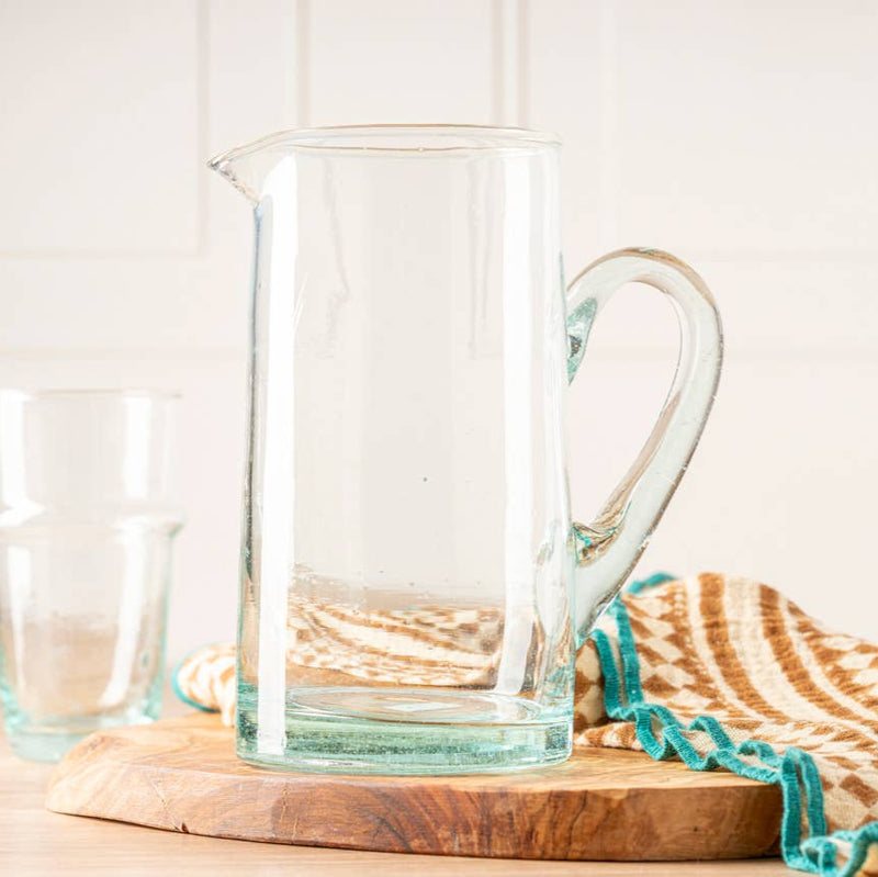 Handmade hand blown Moroccan glass pitchers jugs drinkware tableware glassware shop Boston sowa boutique gift store