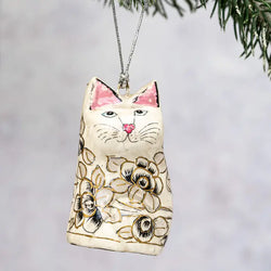 handmade paper mache cats Christmas holiday hanging bauble ornament gift shop boutique store sowa boston