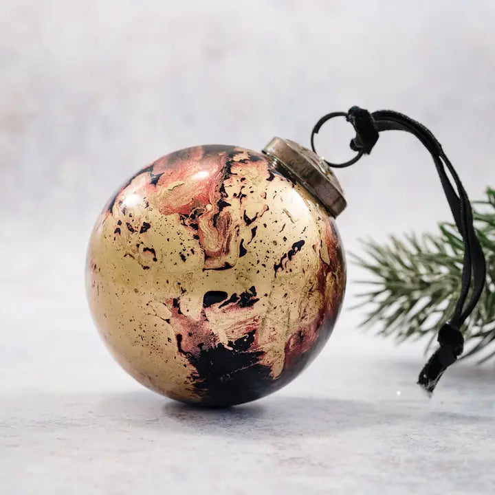 handmade gold marble glass Christmas holiday hanging bauble ornament gift shop boutique store sowa boston