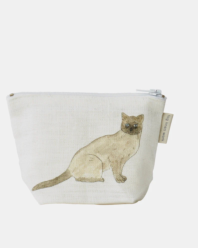 Fog Linen two cats Isabelle Boinot small mini pouch shop Boston Sowa gift boutique store