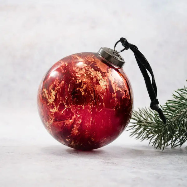 handmade gold marble glass Christmas holiday hanging bauble ornament gift shop boutique store sowa boston