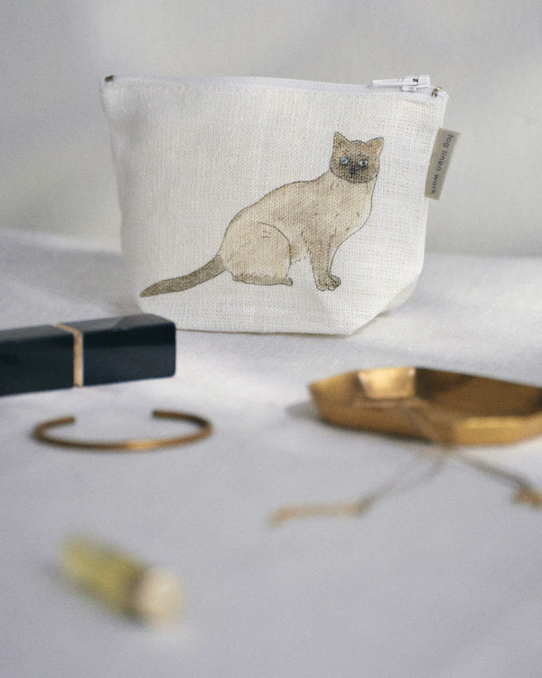 Fog Linen two cats Isabelle Boinot small mini pouch shop Boston Sowa gift boutique store