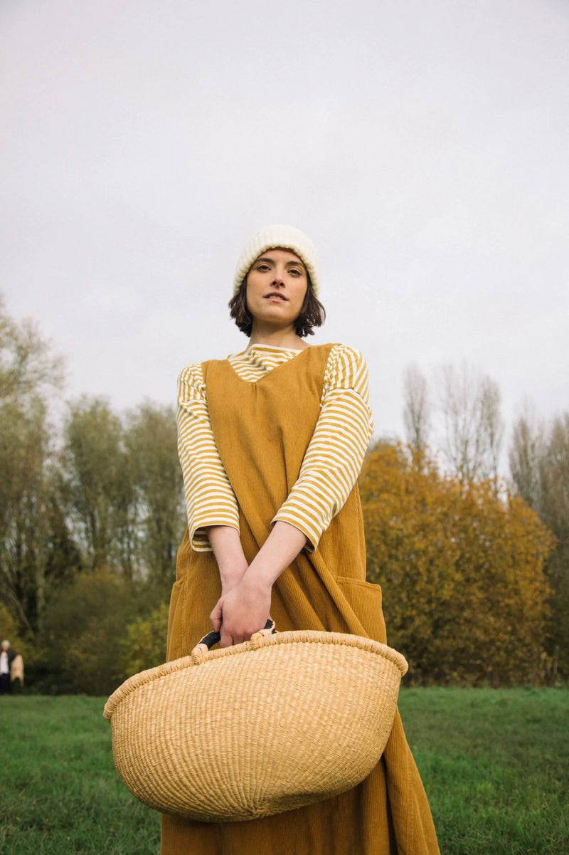 Beaumont organic cotton leia-sue stripe jersey top shirt ochre autumn fall winter shop Boston sowa boutique gift store