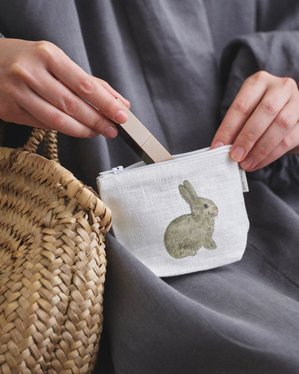 Fog Linen rabbit and carrot Isabelle Boinot small mini pouch shop Boston Sowa gift boutique store