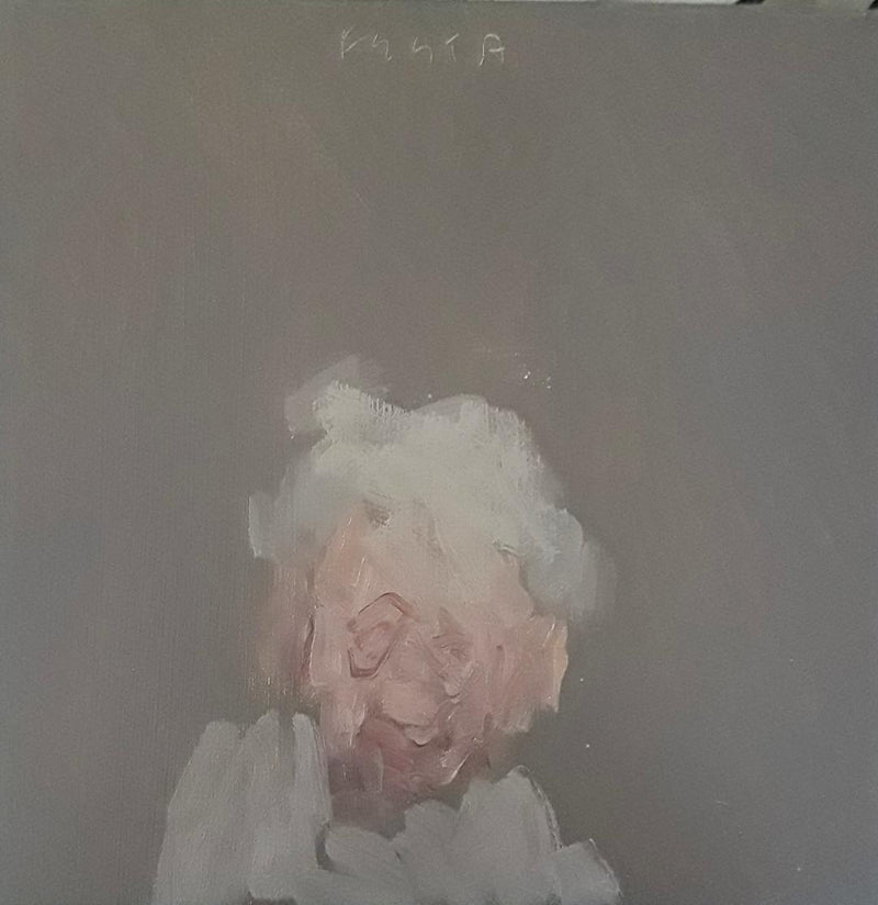 Donna Festa Untitled Elderly Woman Oil Painting Portrait on wood artwork shop Bangor Maine Boston gallery sowa boutique gift store