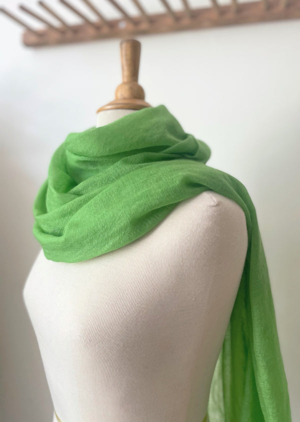 Meg cohen Cashmere whisper featherweight lightweight scarf lime green SoWA shop Boston boutique gift store