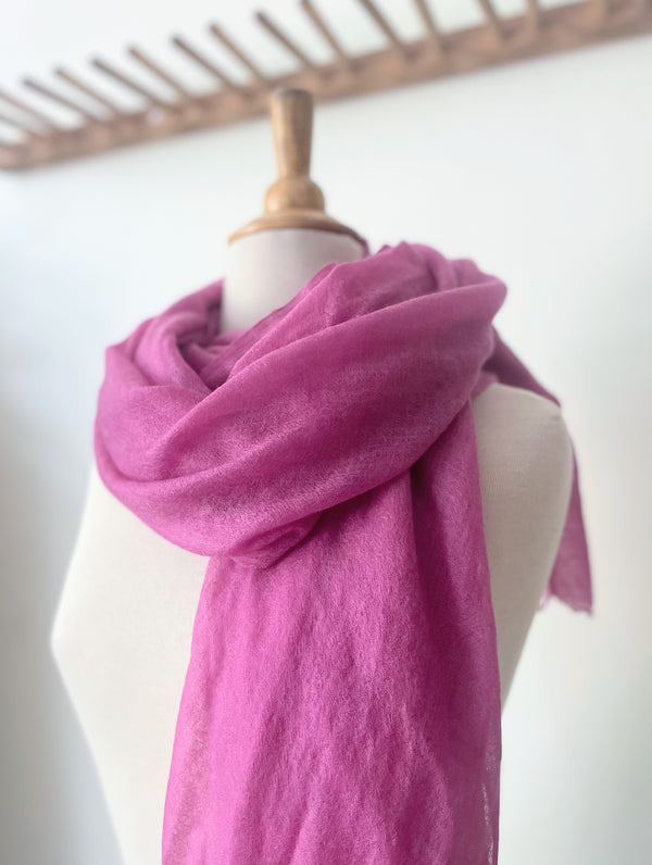 Meg cohen Cashmere whisper featherweight lightweight scarf orchid purple pink SoWA shop Boston boutique gift store