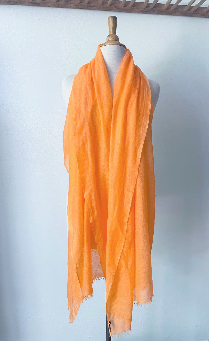 Meg cohen Cashmere whisper featherweight lightweight scarf melon orange SoWA shop Boston boutique gift store