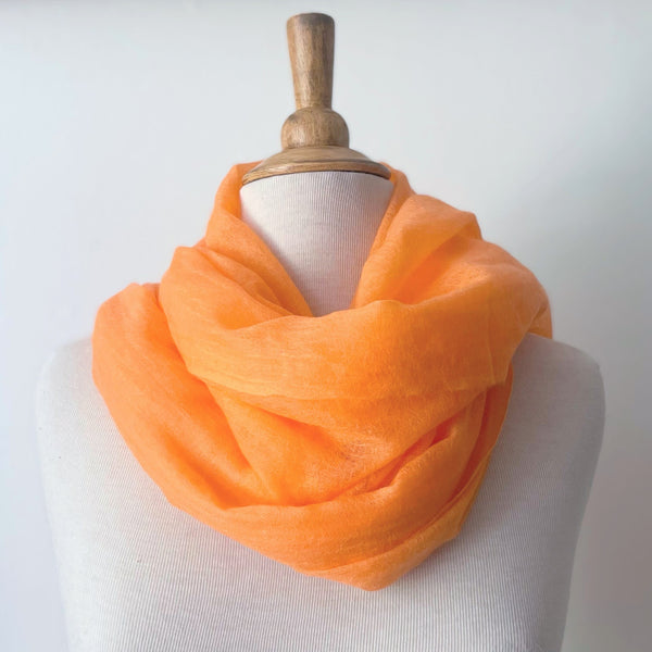 Meg cohen Cashmere whisper featherweight lightweight scarf melon orange SoWA shop Boston boutique gift store
