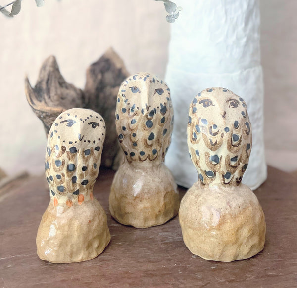 Owl on a Rock Ceramic Sculptures