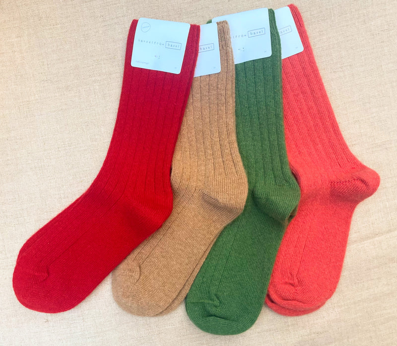 Hansel from Basel Cashmere Ribbed Crew Socks. Boston shop Sowa small business gift store boutique