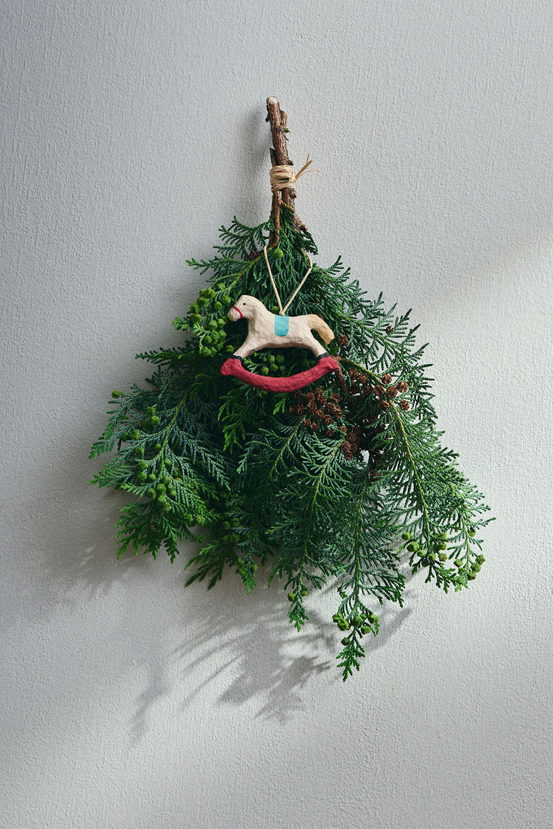 fog linen papier paper mache rocking horse ornament recycled paper sustainable gift shop boston boutique store holiday 