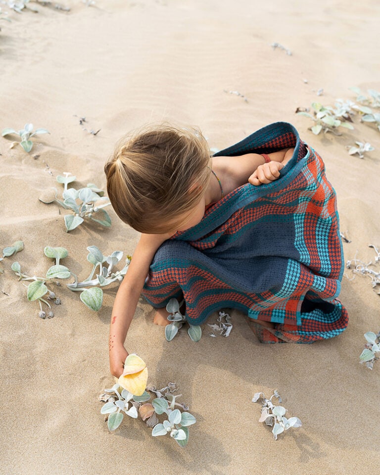 Scout Towel - Organic Cotton - Orange, Aqua & Teal