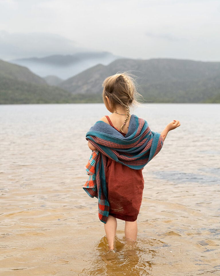 Scout Towel - Organic Cotton - Orange, Aqua & Teal