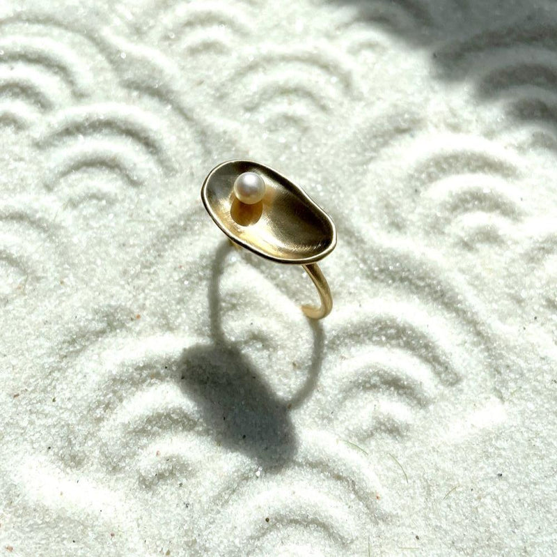 Occasionally sweet recycled 14k gold ring ayoka pearl made in NYC shop Boston sowa boutique jewelry handmade gift store