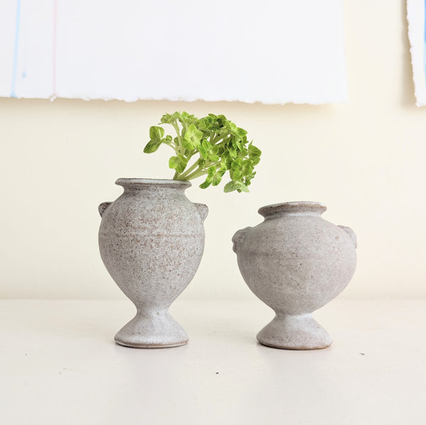 Charlotte McLeish small mini speckled gray matte textured vase SoWA ceramic Boston boutique gift shop handmade