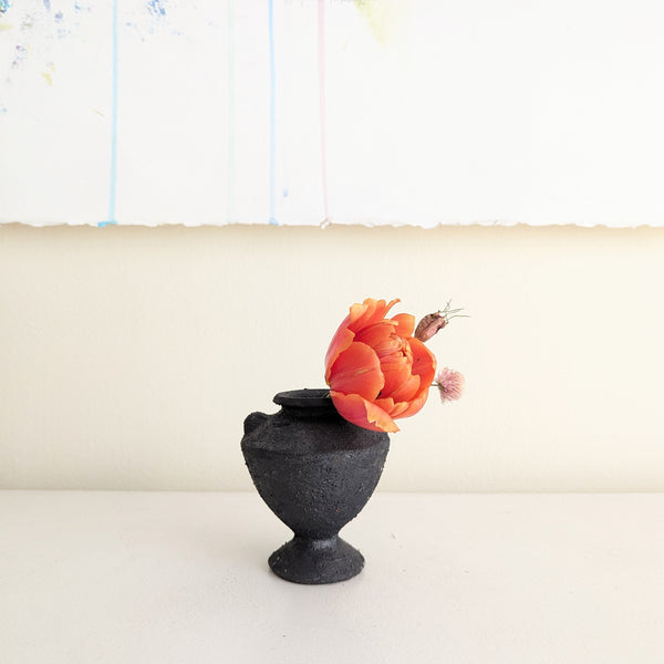 Charlotte McLeish small mini black textured vase SoWA ceramic Boston boutique gift shop handmade