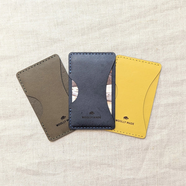 Woolly made minimalist phone wallet stick on  leather handmade shop Boston SoWA gift shop boutique