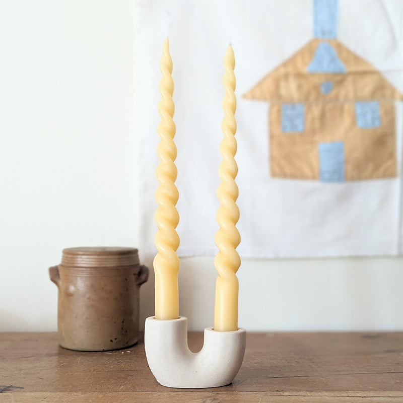 whiskey and wine candle taper candlesticks handmade spiral twisty beeswax made in USA natural SoWA shop Boston boutique 