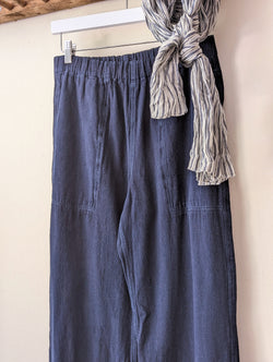 Auntie Oti bootcut pants indigo dark blue khadi cotton cropped length shop boston gift store sowa boutique