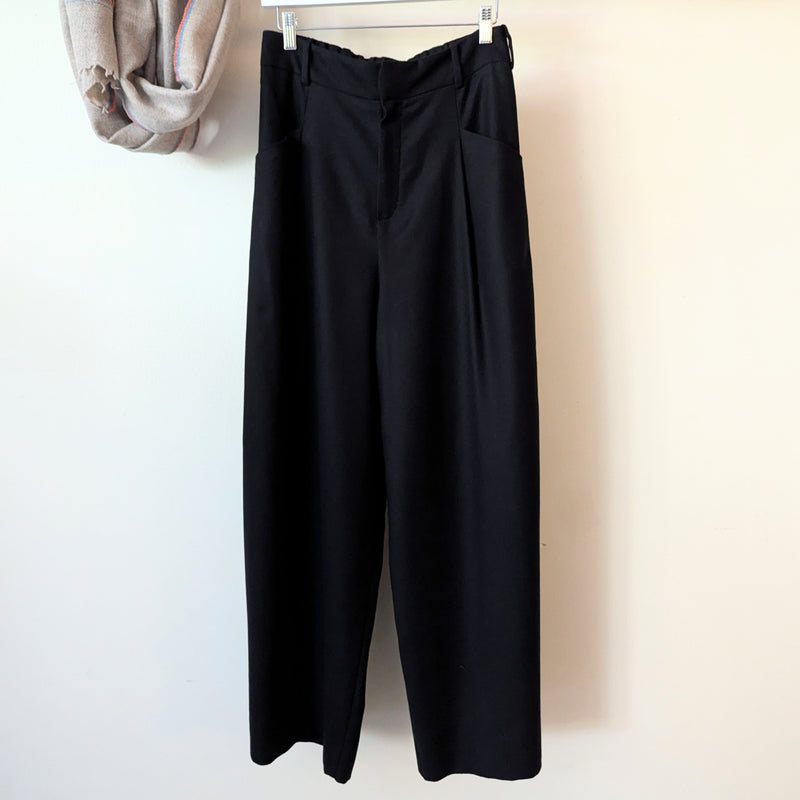 Pleated Wide Leg Trousers Coal Black Susanne Bommer Stitch and Tickle small business gift shop sowa boston
