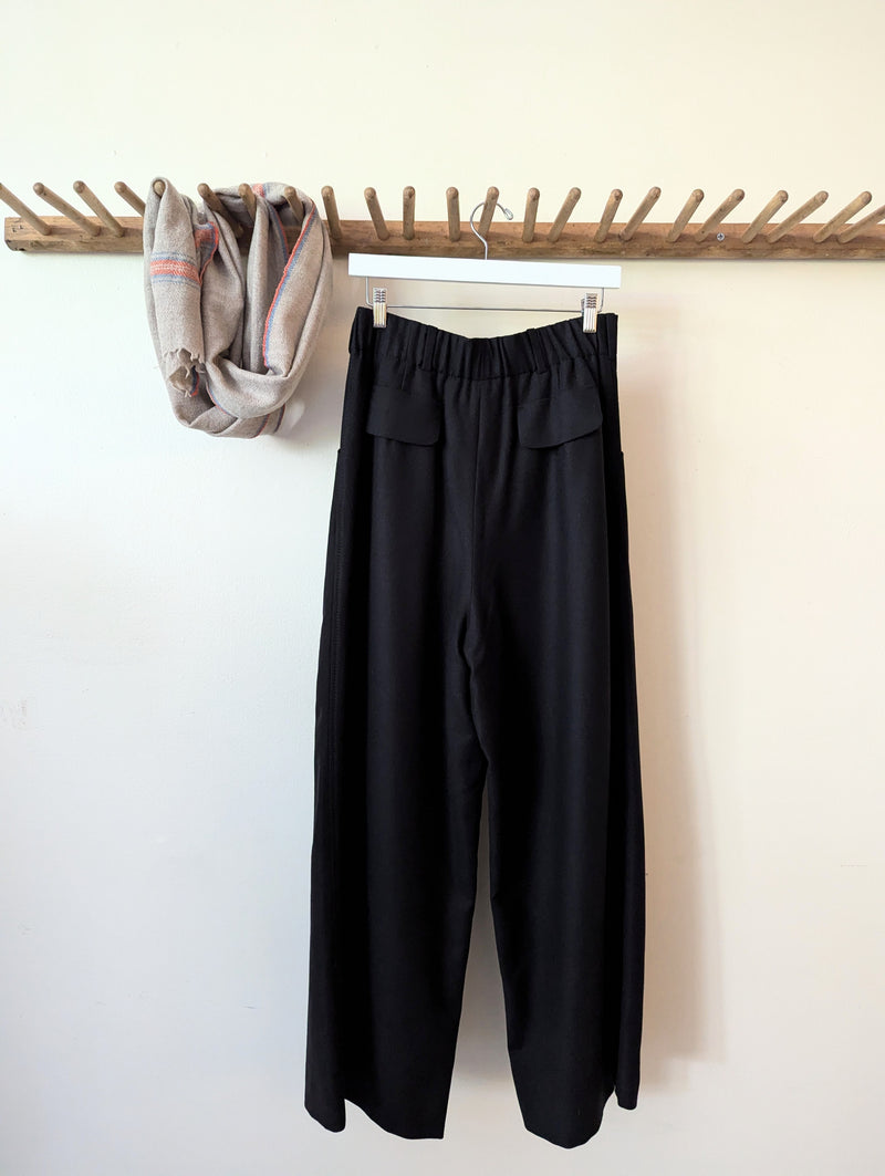 Pleated Wide Leg Trousers Coal Black Susanne Bommer Stitch and Tickle small business gift shop sowa boston
