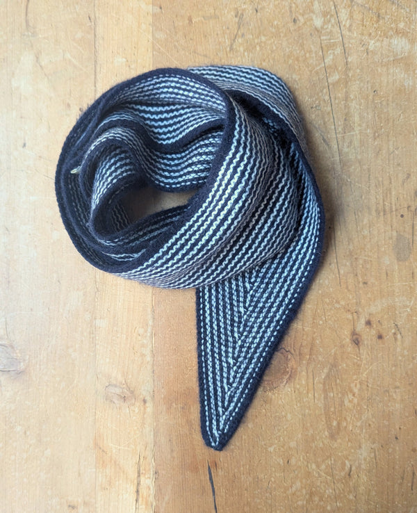 Oats & Rice knitted stripe black wool cashmere skinny scarf tapered headband ear warmer neck warmer shop boston gift store luxury gifts boutique sowa handmade