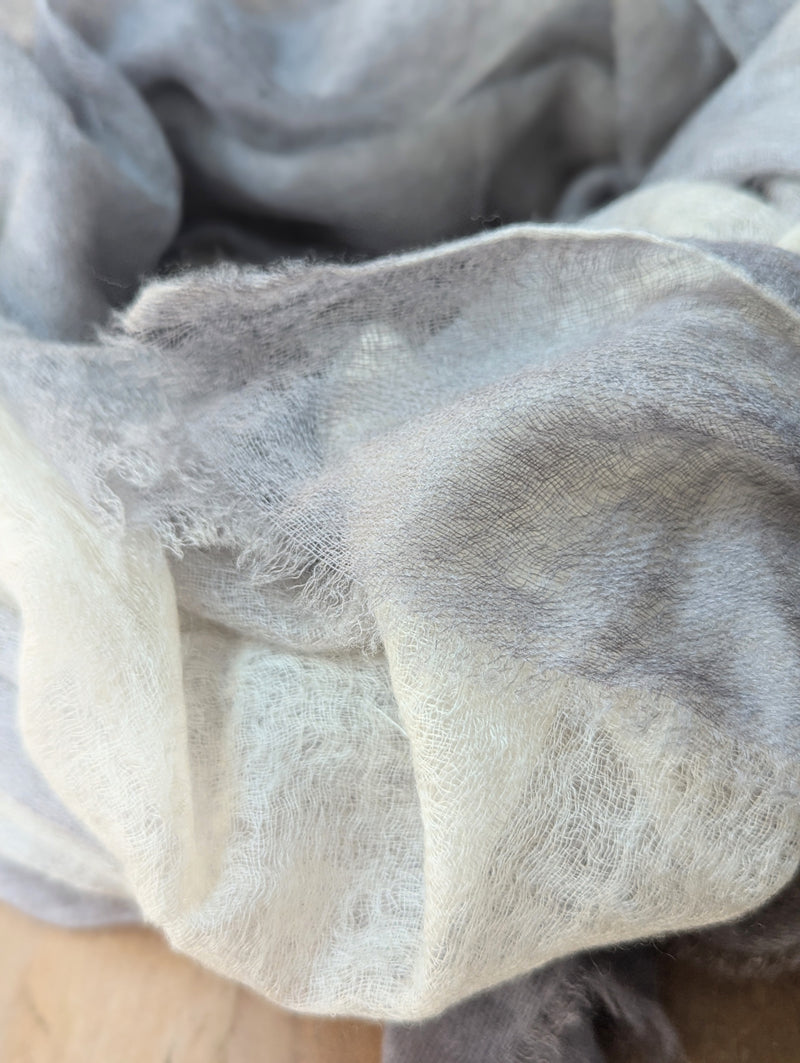 Oats & Rice cashmere wrap shop boston gift store luxury gifts wispy boutique sowa scarf white and gray large