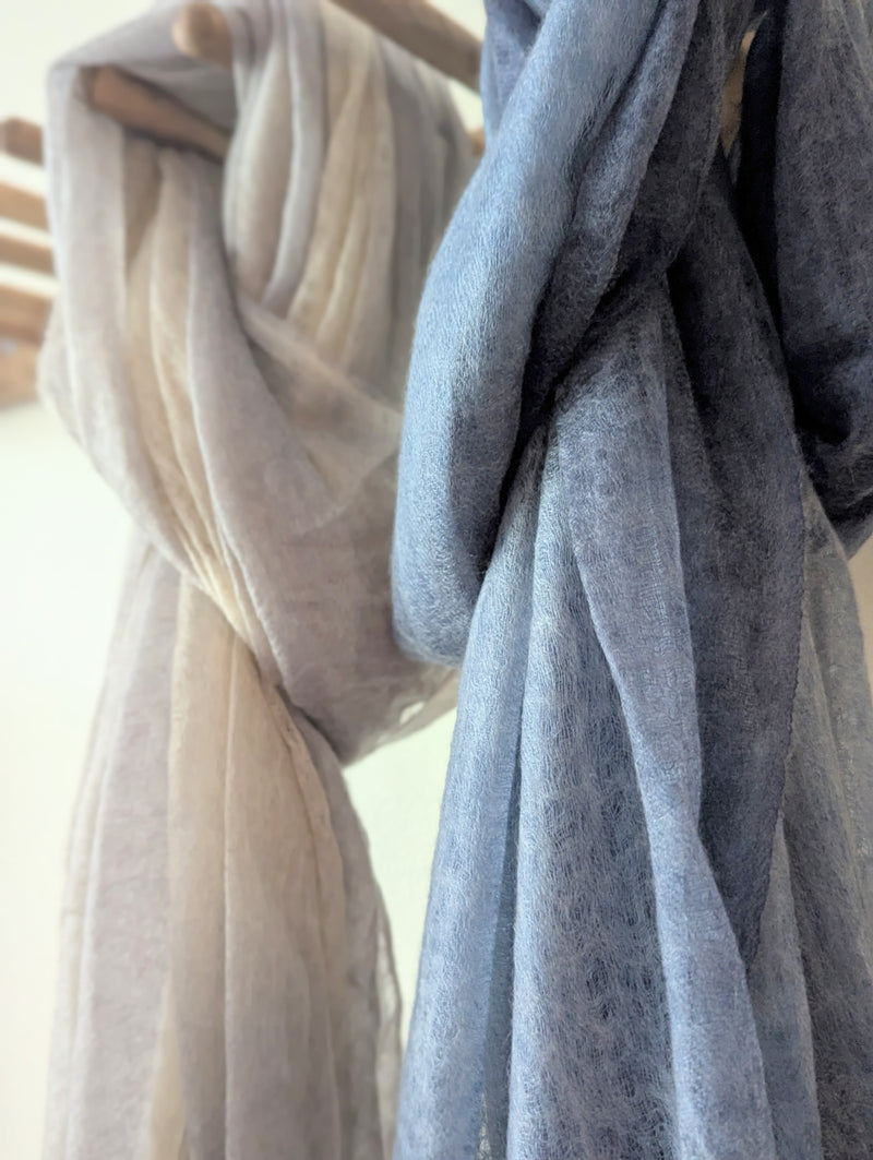 Oats & Rice cashmere wrap shop boston gift store luxury gifts wispy boutique sowa scarf white and gray large