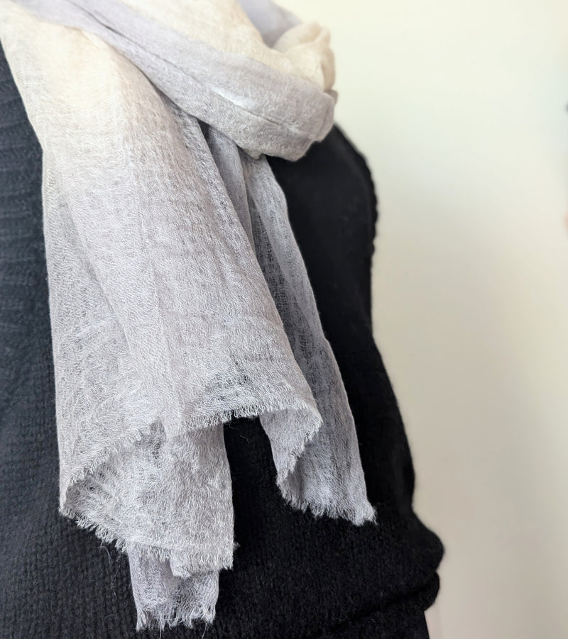 Oats & Rice cashmere wrap shop boston gift store luxury gifts wispy boutique sowa scarf white and gray large