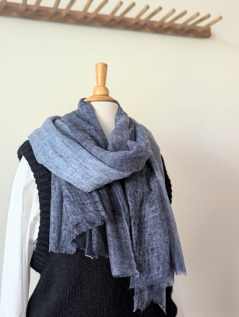 Oats & Rice cashmere wrap shop boston gift store luxury gifts wispy boutique sowa scarf blue and gray large