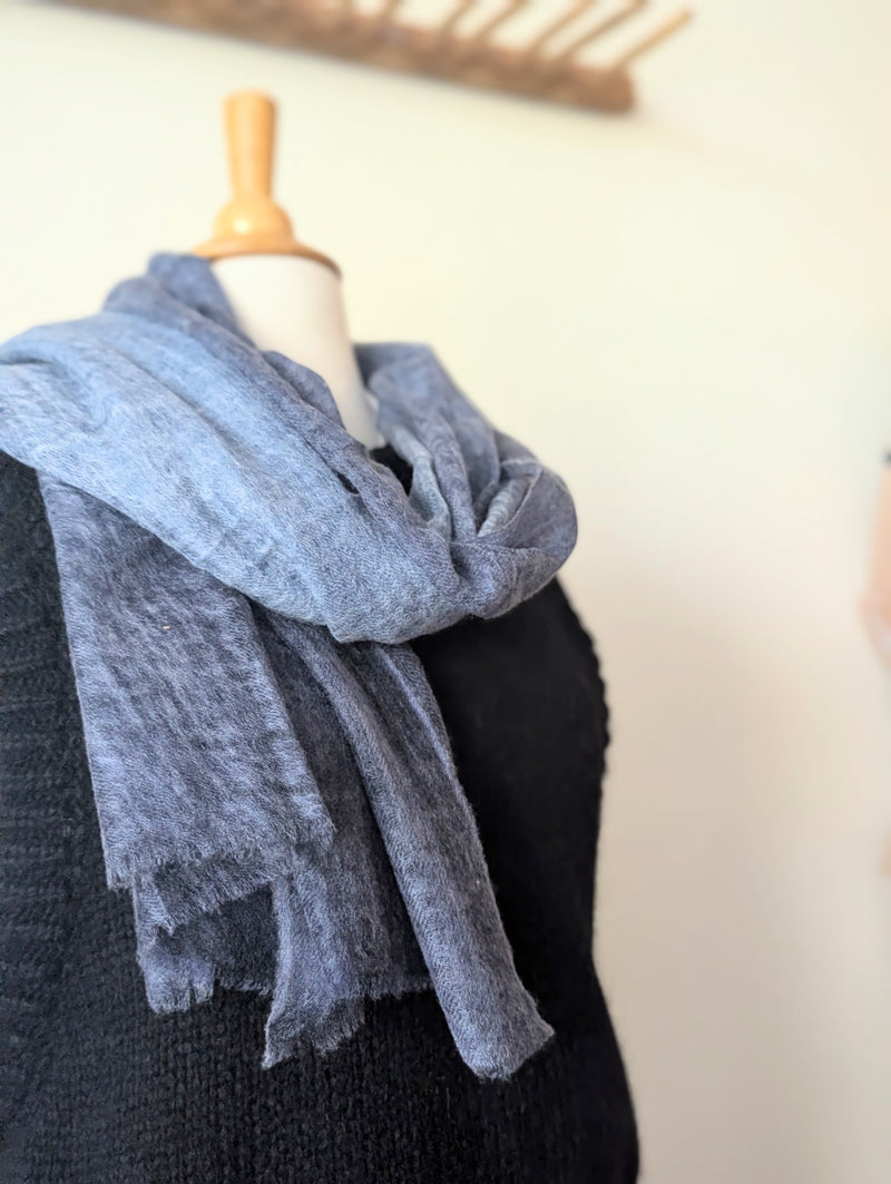 Wispy Cashmere Scarf - Blue and Gray