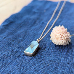 Occasionally sweet recycled 14k gold 16" aquamarine Gallery necklace made in NYC shop Boston sowa boutique jewelry handmade gift store