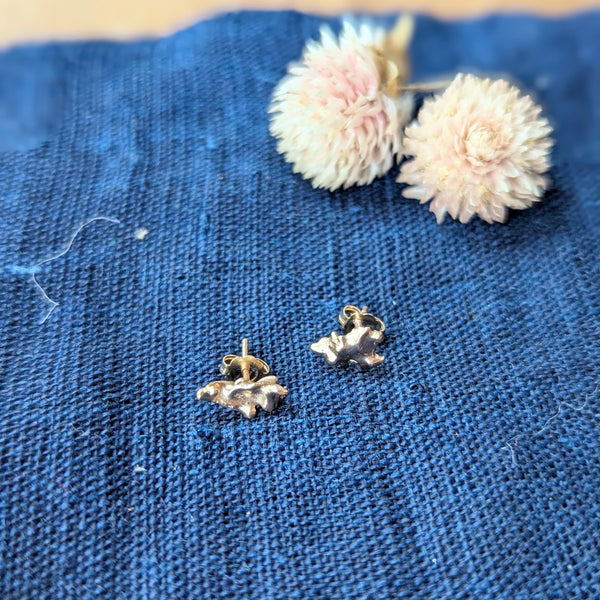 Occasionally Sweet Nugget Studs Earrings handmade hand-carved 14k solid yellow jewelry shop Boston sowa gift store boutique