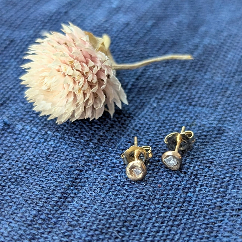 Occasionally sweet recycled 14k gold nugget earrings studs made in NYC shop Boston sowa boutique jewelry handmade gift store