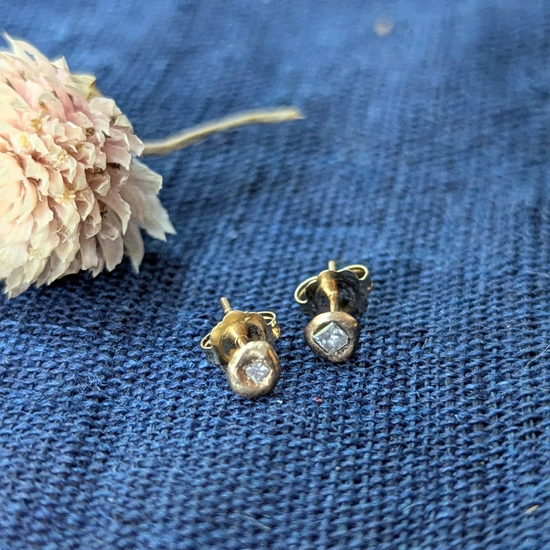 Occasionally sweet recycled 14k gold nugget earrings studs made in NYC shop Boston sowa boutique jewelry handmade gift store