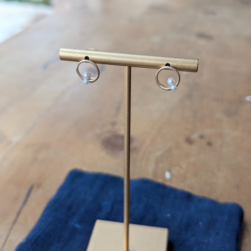 Occasionally sweet recycled 14k gold dawn earrings studs ayoka pearl made in NYC shop Boston sowa boutique jewelry handmade gift store