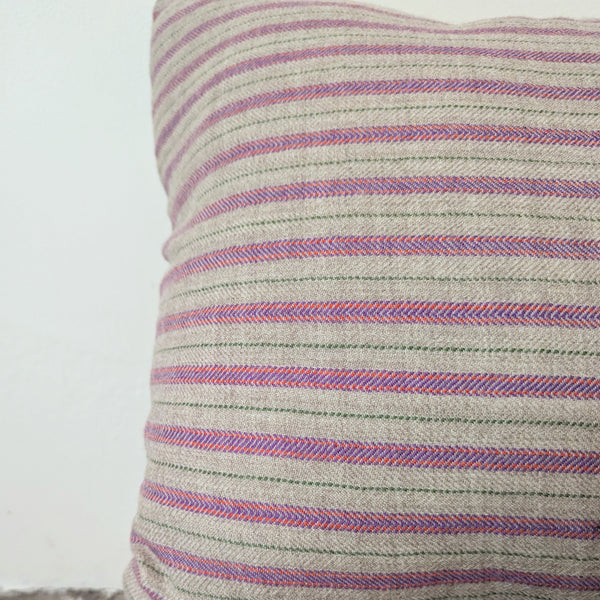 Moismont housse de coussin 80 square cushion cover pillowcase home decor green tea stripe purple green beige France India Handmade Woven Scarf Sowa Boutique Gift Store Shop Boston 