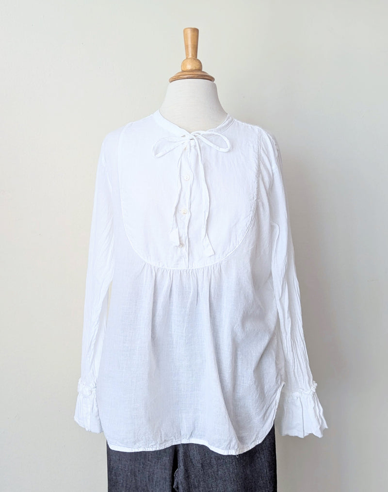 Auntie Oti button down bib front poet romantic blouse cotton shirt sowa boston small business gift shop boutique