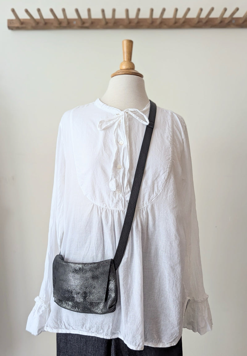 Auntie Oti button down bib front poet romantic blouse cotton shirt sowa boston small business gift shop boutique