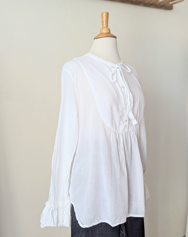 Auntie Oti button down bib front poet romantic blouse cotton shirt sowa boston small business gift shop boutique