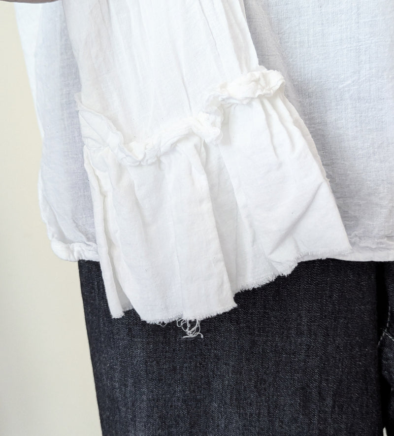 Auntie Oti button down bib front poet romantic blouse cotton shirt sowa boston small business gift shop boutique