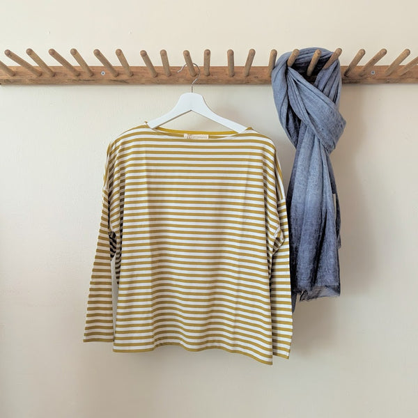 Beaumont organic cotton leia-sue stripe jersey top shirt ochre autumn fall winter shop Boston sowa boutique gift store