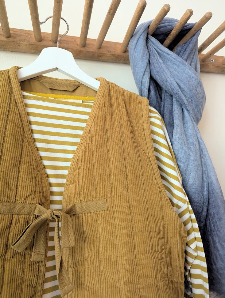 Beaumont organic cotton leia-sue stripe jersey top shirt ochre autumn fall winter shop Boston sowa boutique gift store