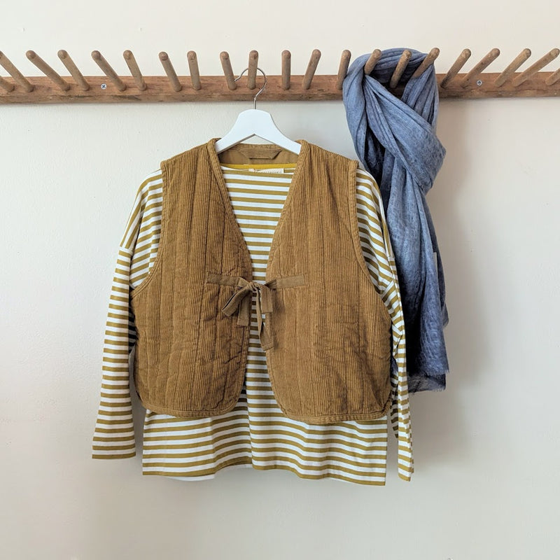 Beaumont organic cotton leia-sue stripe jersey top shirt ochre autumn fall winter shop Boston sowa boutique gift store