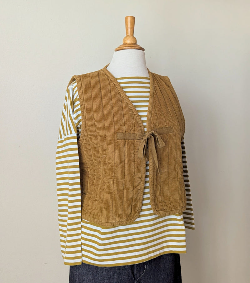 Beaumont organic cotton leia-sue stripe jersey top shirt ochre autumn fall winter shop Boston sowa boutique gift store