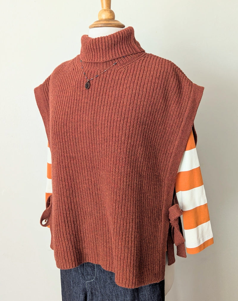 Organic Cotton Stripe Jersey Top - Brick and Ecru