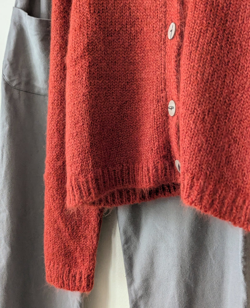 Sula fluffy cardigan sweater crop suri alpaca merino wool red Small batch fashion apparel designer Boston boutique gift shop small business sowa 